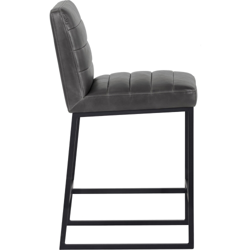 Spyros Counter Stool in Grey Leatherette on Black Stainless